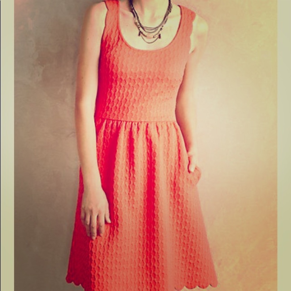 Anthro Coral Caye Scallop Dress Xs